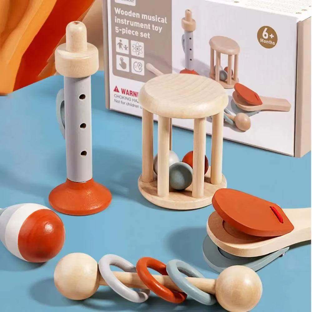 Instrumentos musicales para bebé, juguetes de madera, instrumentos de percusión Montessori