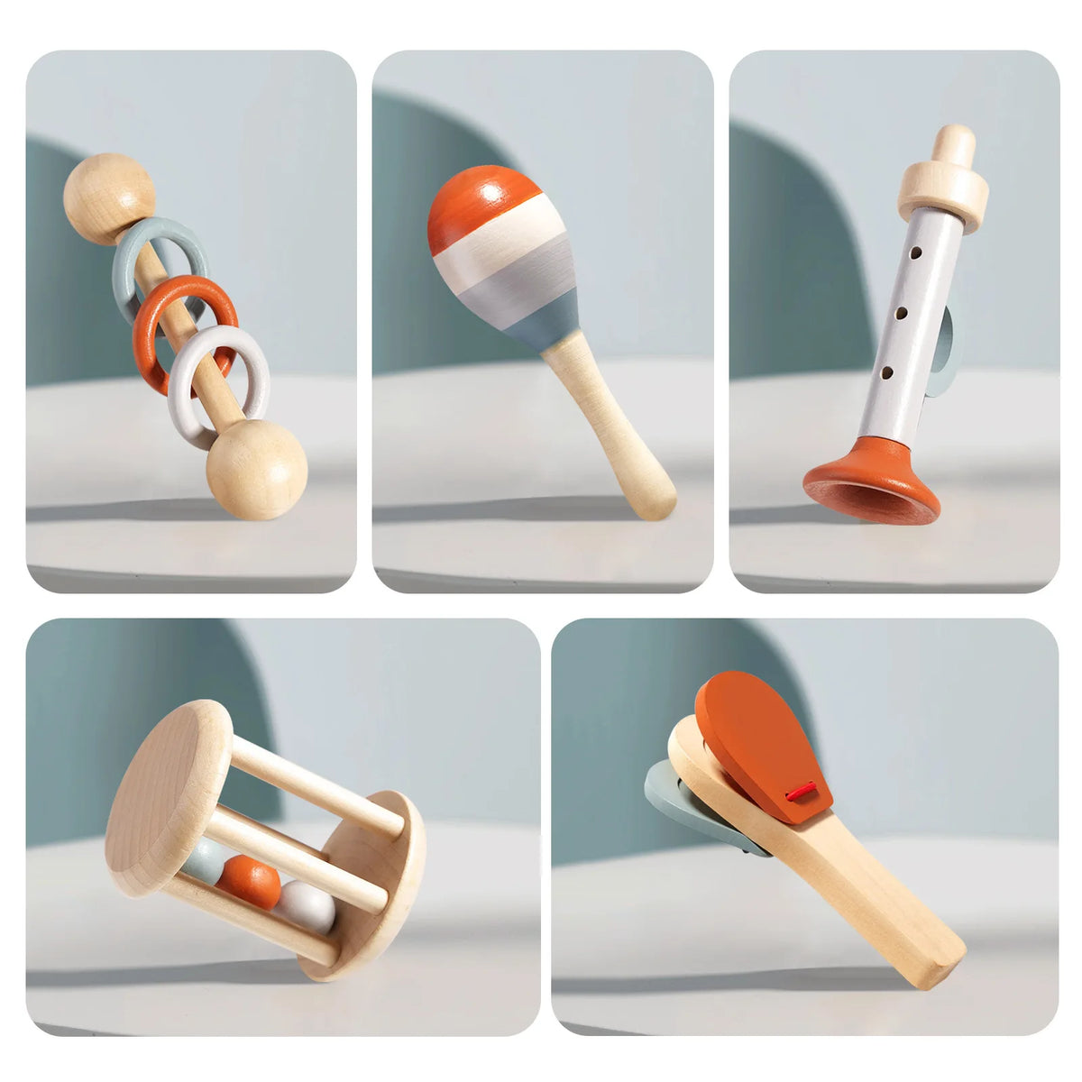 Instrumentos musicales para bebé, juguetes de madera, instrumentos de percusión Montessori